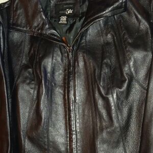 East 5th Black Leather Bomber Jacket
